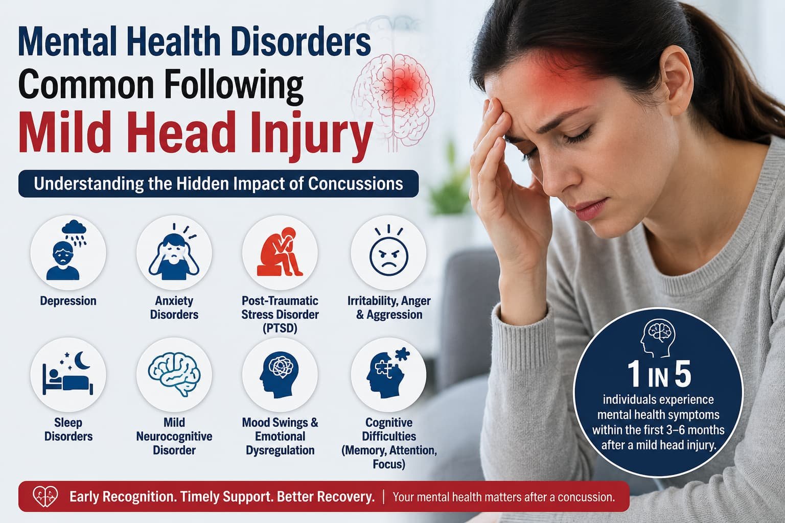 Mental Health Disorders Common Following Mild Head Injury